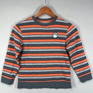 Old Navy Sweatshirt Boys Small 6-7 Orange Gray Striped Pullover Long Sleeve 2009
